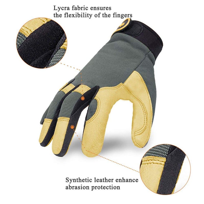 Intra-FIT General Work Gloves, Deerskin Construction Gloves,Soft, Improved Dexterity - Image 4